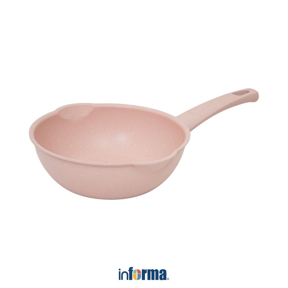 Informa Cooking Color 20 cm Kay Wajan Penggorengan Wok Marble - Pink Frypan Pan Masak Teflon Penggor