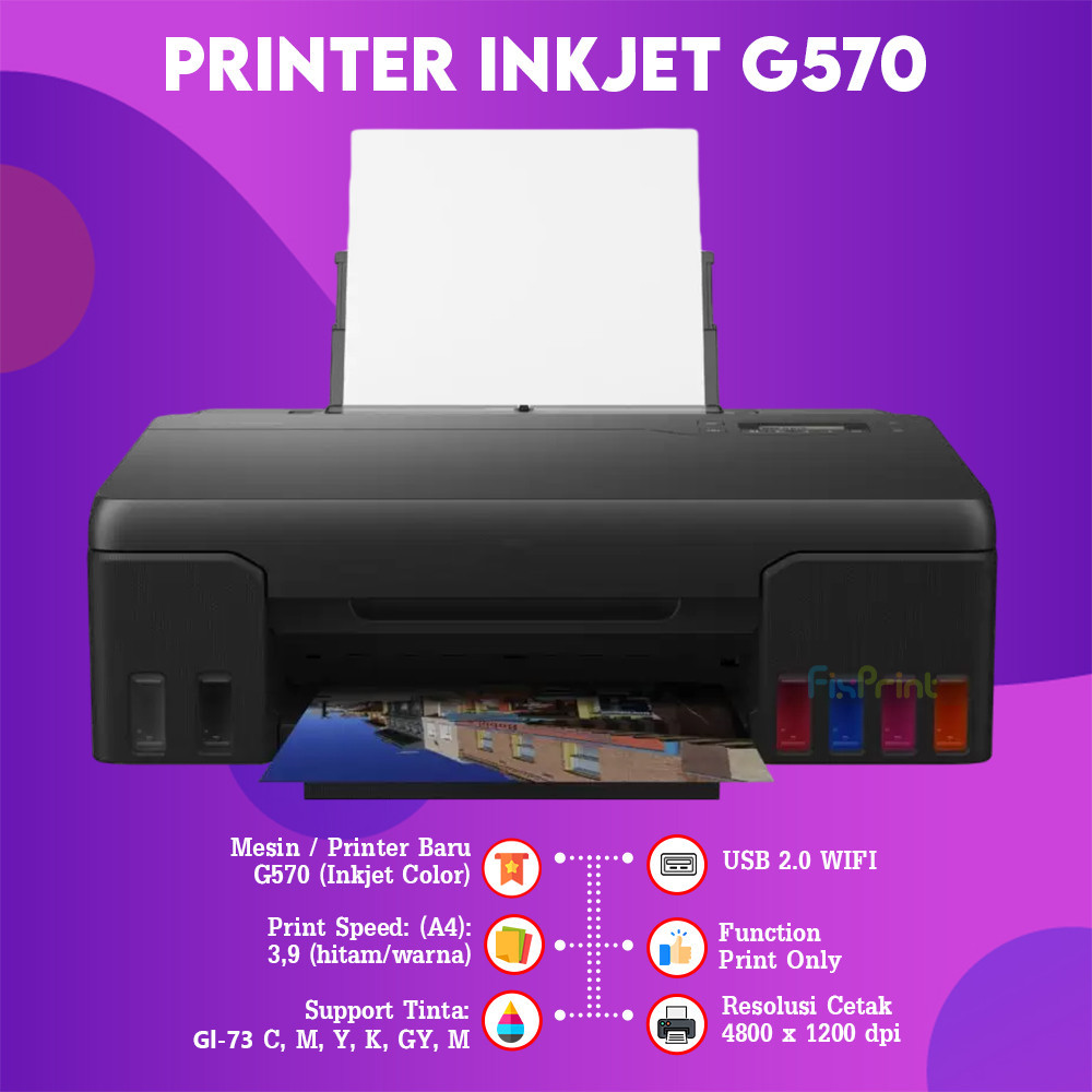 FixPrint Printer InkTank G570 Print Only Wireless G 570 Ink Tank Single Function WiFi A4 Garansi New