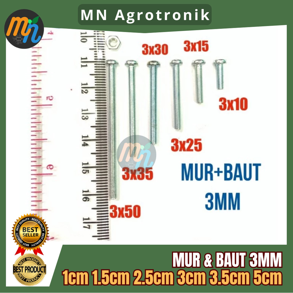 MUR 3mm BAUT 1cm 1.5cm 2.5cm 3cm 3.5cm 5cm Skrup Screw Plus Transistor - 3x30