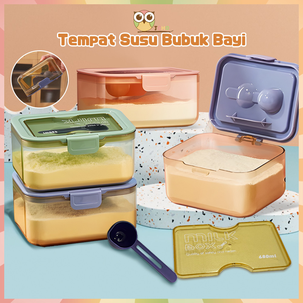 Jcho Free Sendok Kotak Susu Bubuk Bayi Tempat Susu Bubuk Bayi Anti Tumpah Portabel Storage Box