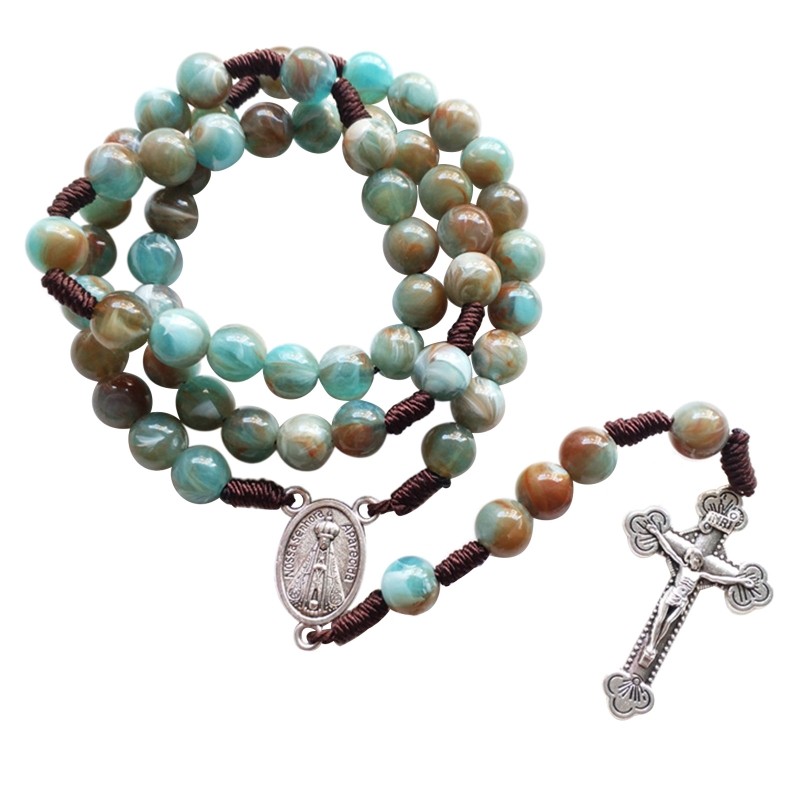 

Fashion Handmade Round Bead Catholic Rosary for Cross Religious Necklaces for Wo