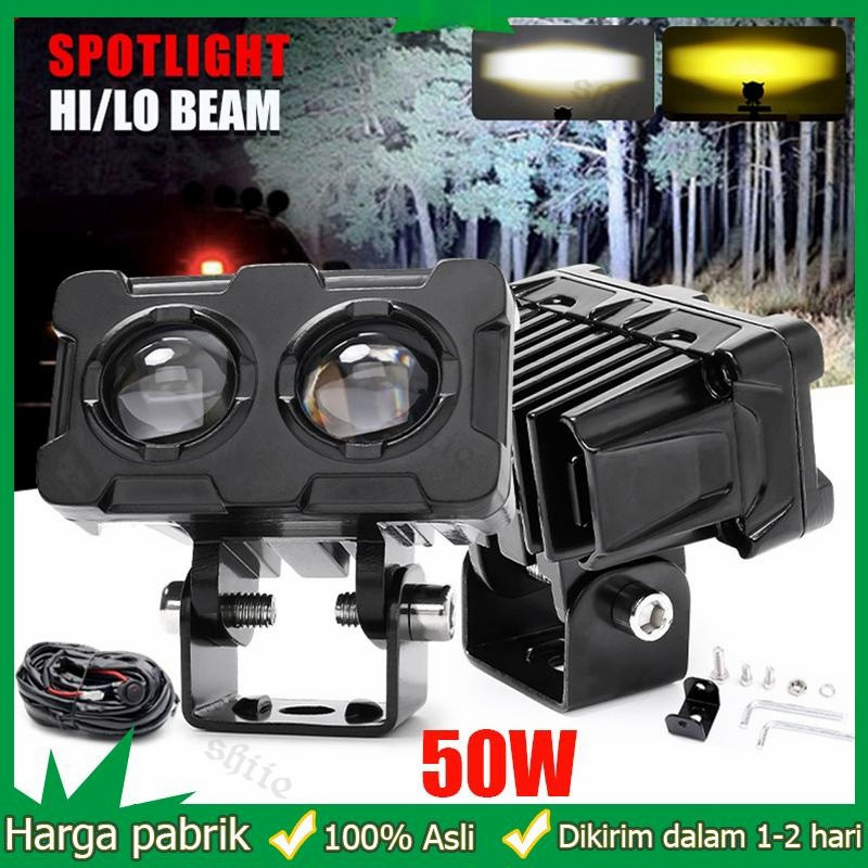 Lampu Kabut Sepeda Motor, Lampu Kabut Mode Ganda Dua Warna ATV, Sinar Tambahan, Lensa Proyeksi, Lamp