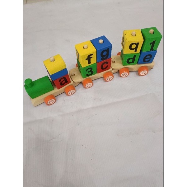 Mainan kreatifitas anak / MAINAN ANAK EDUKATIF BALOK KERETA SUSUN HURUF ABJAD DAN ANGKA mainan anak 