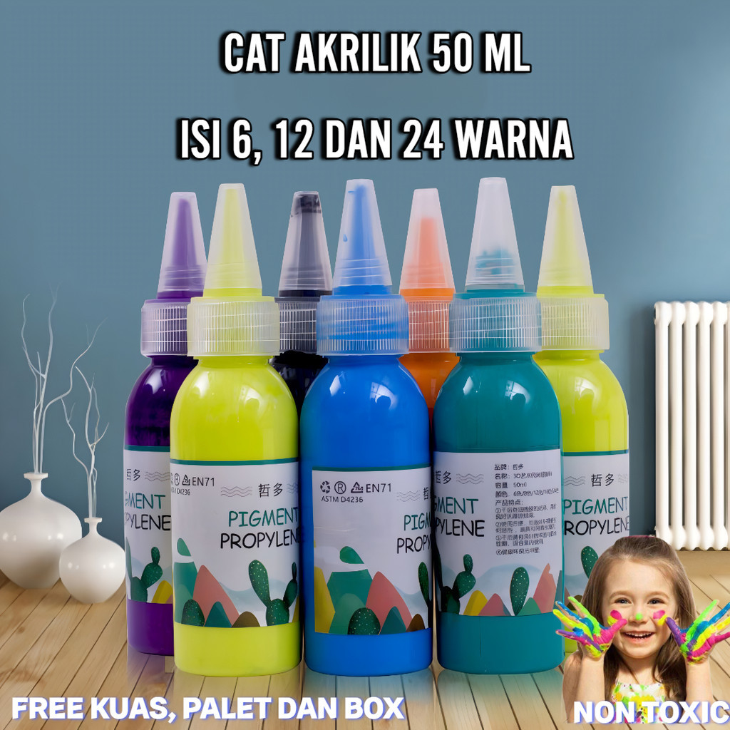 

⭐JOJU⭐ CAT AKRILIK MELUKIS UKURAN 50 ML ISI 6, 12 DAN 24 WARNA DAPAT DIGUNAKAN UNTUK CAT TELAPAK TANGAN