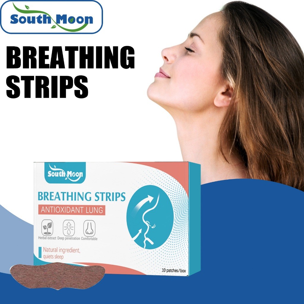 South Moon Breathing Strips 10pcs Plester Hidung Stop Snoring Obat Hidung Tersumbat Rhinitis Hidung