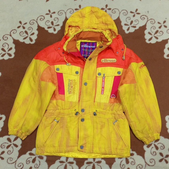 jaket vintage ELLESSE yellow pria gunung Sz XL tebal hangat