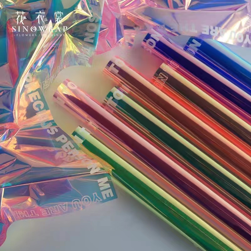 

HAPPY TIME KERTAS BUNGA HOLOGRAM WARNA DCSJ PLASTIK OPP HOLOGRAPHIC RANBOW FLOWER WRAPPING MURAH 1 PACK