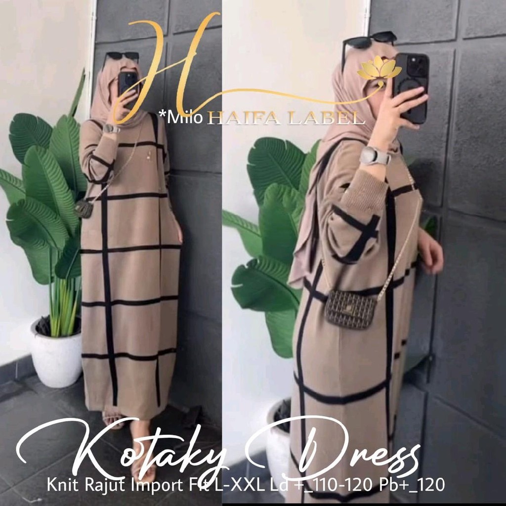 Ready Stok Siap Kirim • Kotaky Midi Dress • Original Haifa • Rajut Knitt Import Premium Lembut Santa