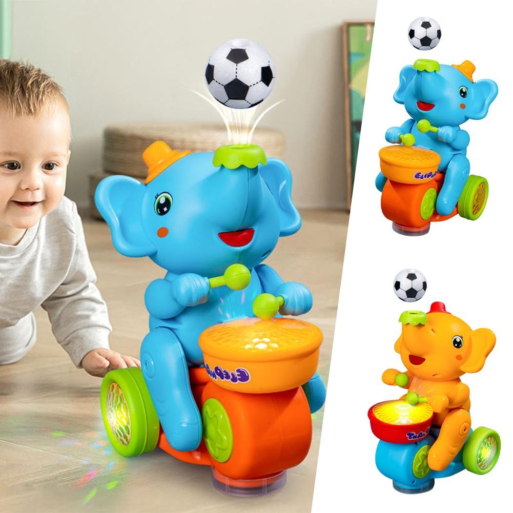 Drumming Elephant Toy, Music Light Drumming Toy Car Child Elephant Parent Interactive Cute Toy Small
