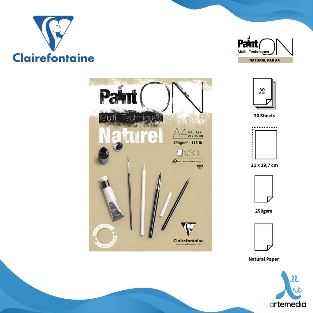 

Gramedia Surabaya - Clairefontaine Paint On Natural Multi Technique Sketch Pad Sketchbook A4 Kertas Gambar Warna
