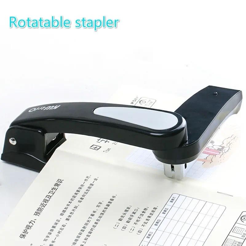 

360 Rotatable Heavy Duty Stapler Use 24/6 Staples Effortless Long Stapler School Paper Staplers Office Bookbinding Supplies