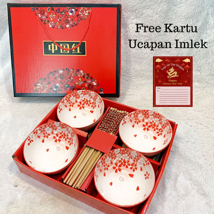 

Hampers Imlek mangkok keramik gift sincia souvenir - isi4 merah