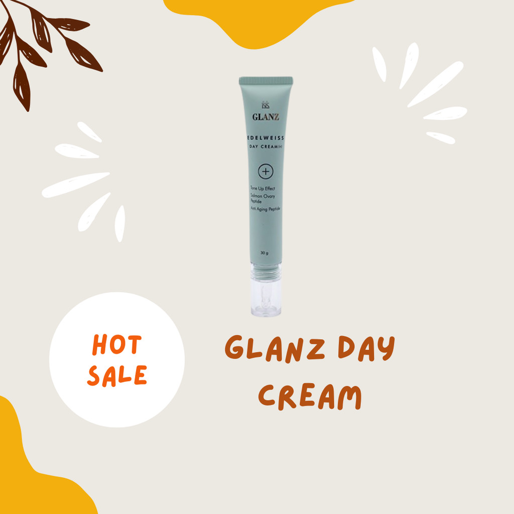 GLANZ+EDELWEISS ( DAY CREAM 30gr @1 ) | Skincare Krim Wajah Siang Hari SPF 15 | Mencerahkan Menutris