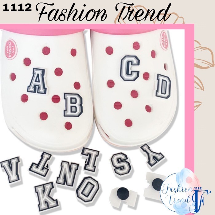 NEW TREND-[besty_mart3] Fashion trend 1112 crocs jibbitz designer huruf alfabet - U
