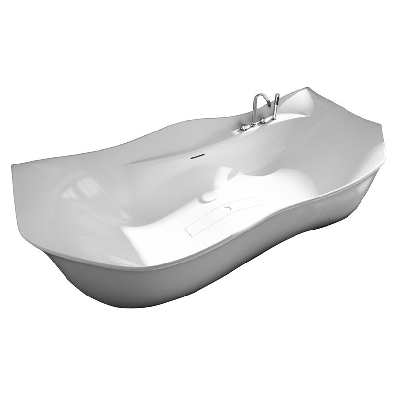 2050x880x630mm Solid Surface Stone Acrylic Bathtub Freestanding Floor Mounted Integrated Corian Tub 
