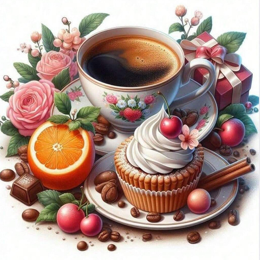 

Paint by Number Coffee Cup Landscape Oil Painting Drawing on Canvas Sweet Cake Modern Diy Gift Unique Gift for Children