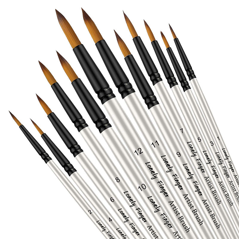 

12pcs Premium Round Point Paint Brushes Set Soft Nylon Tips Paintbrush For Watercolor Oil Acrylic Face Body Crafts Rock Painting