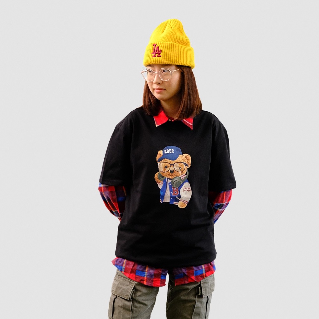 Ader Error Sleepy Bear T-Shirt Black High Quality Cotton Fashion Unisex Tshirt