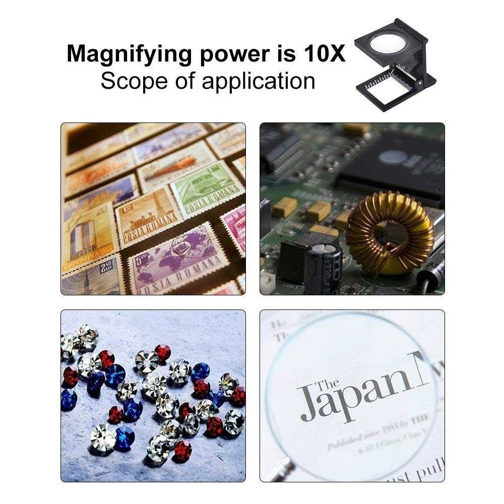 

SLLUADSTORE SRATE Kaca Pembesar Lipat Magnifying Glass with 2 LED 28mm 10X - SR1‼️COD‼️