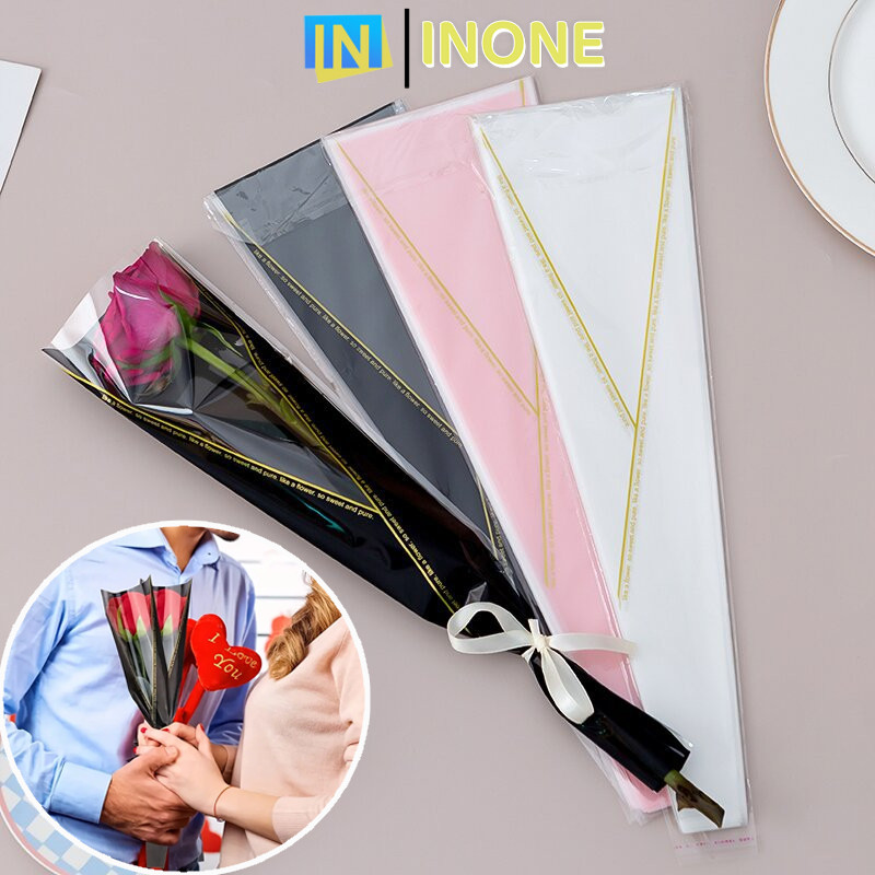 

INONE - [50 Lembar ]Single Rose Wrapping Plastic Bunga Mawar Satuan