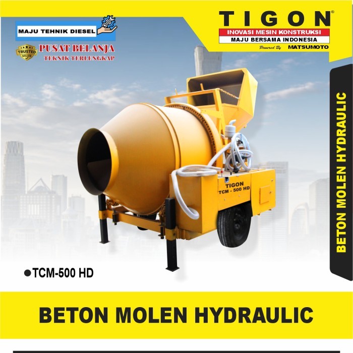 Mesin Molen Mixer Tigon TCM-500 HD Beton Molen Hydraulic