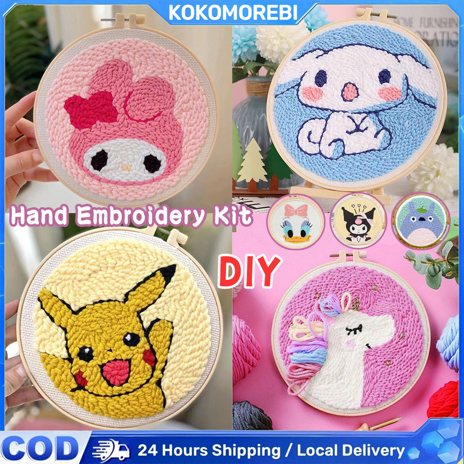 PUNCH NEEDLE KIT DIY  Paket Sulam Menyulam  Sulam Kit Menyulam Jahit Bordir Sulam Benang