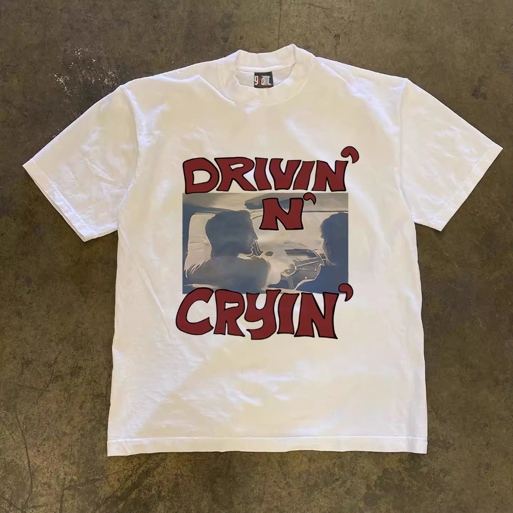 DRIVIN CRYIN Korea Style T-shirt Oversize pria dan wanita Kaos