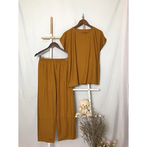 BABYDOLL RAYON POLOS | SET CELANA PANJANG | PAJAMAS RAYON | PAJAMAS POLOS | ONE SET WANITA RAYON BES