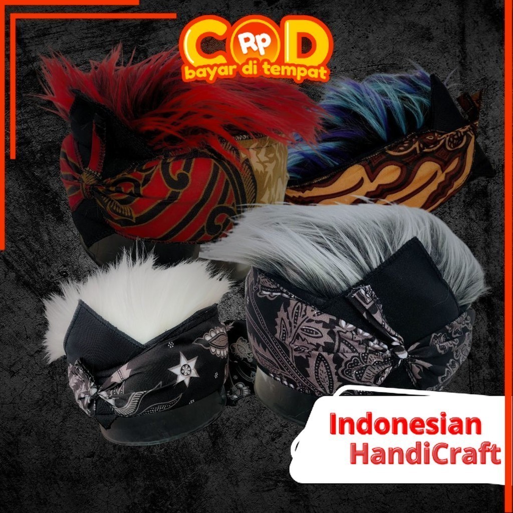 Udeng Rambut Palsu, Iket Sunda, Udeng Bali, Ikat kepala, Udeng Hitam, Udeng Jawa, topi rambut udeng