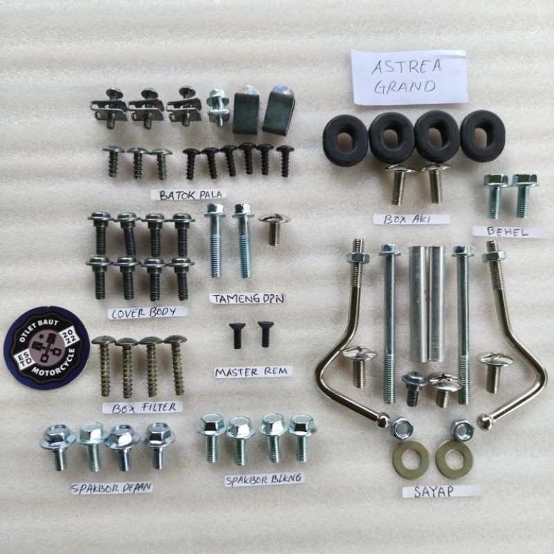 Baut Body Astrea Grand Fullset / Baut Motor Full body Baut Motor Lengkap