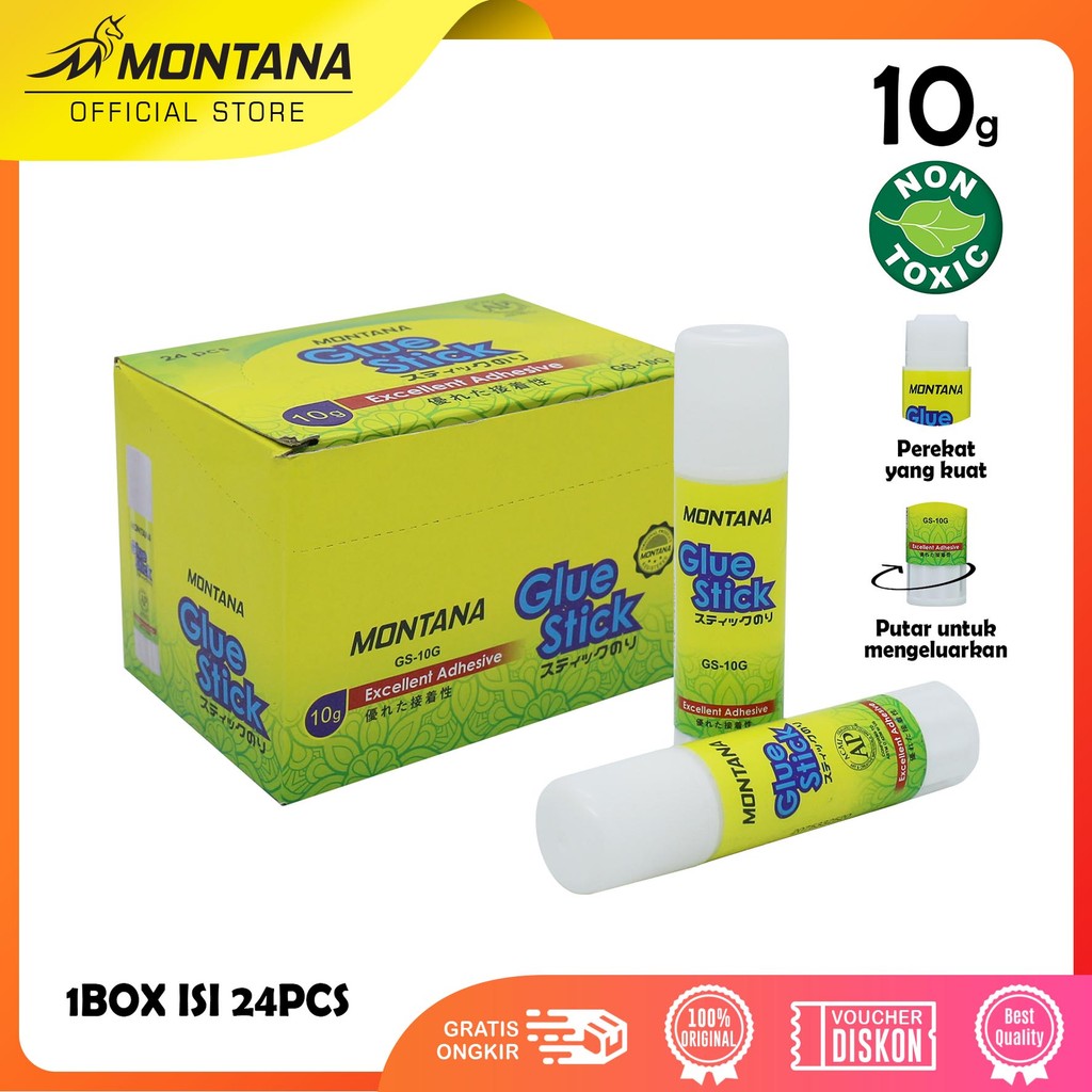 

MONTANA Glue Stick Lem Batang 10g 24 Pcs Strong Adhesive Perekat Serbaguna GS-10/Box