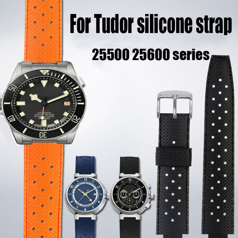 22mm 20mm Soft Silicone Watch Strap For Tudor Pelagos m25500 25600 Bracelet Waterproof Rubber Watch 
