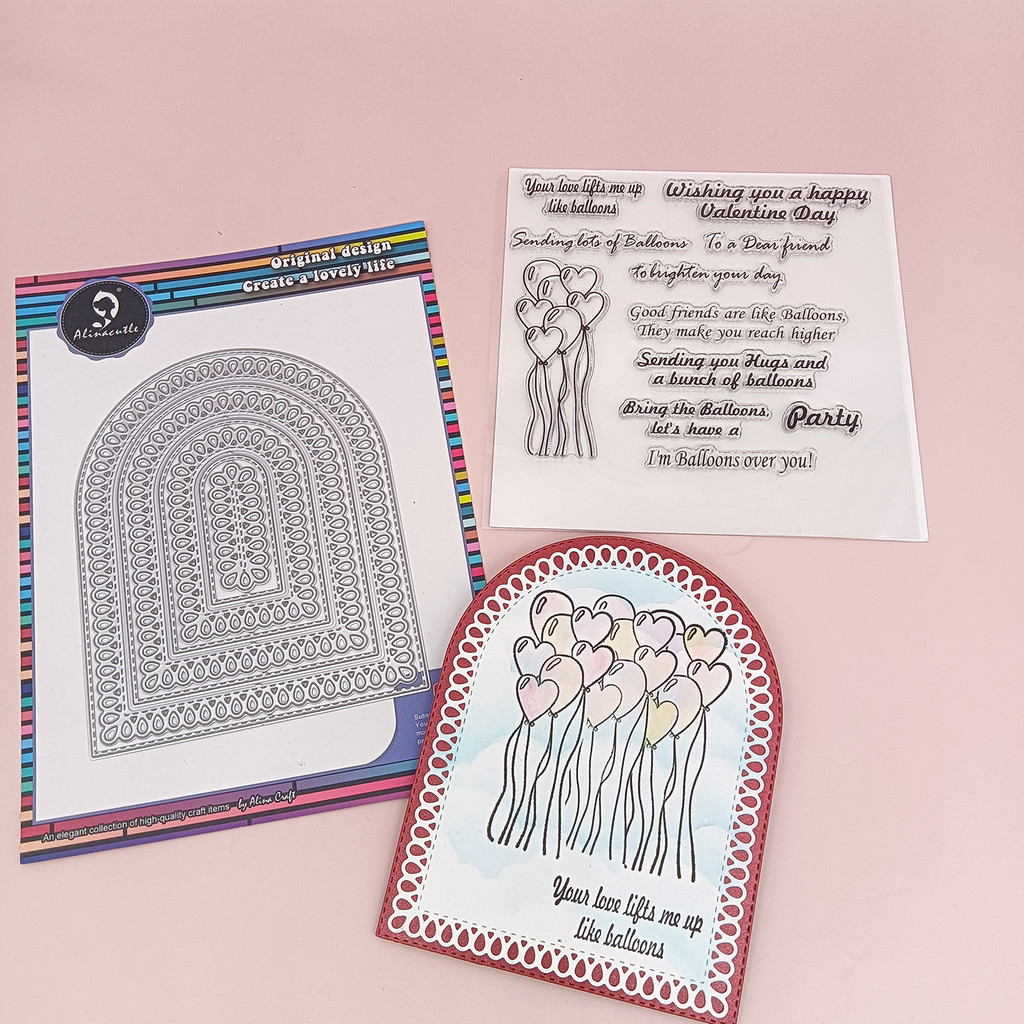 

Alinacutle Metal Cutting Dies Cut Clear Stamps Balloon Door Arched Scrapbooking Paper Craft Handmade Album Card Punch Art Knife