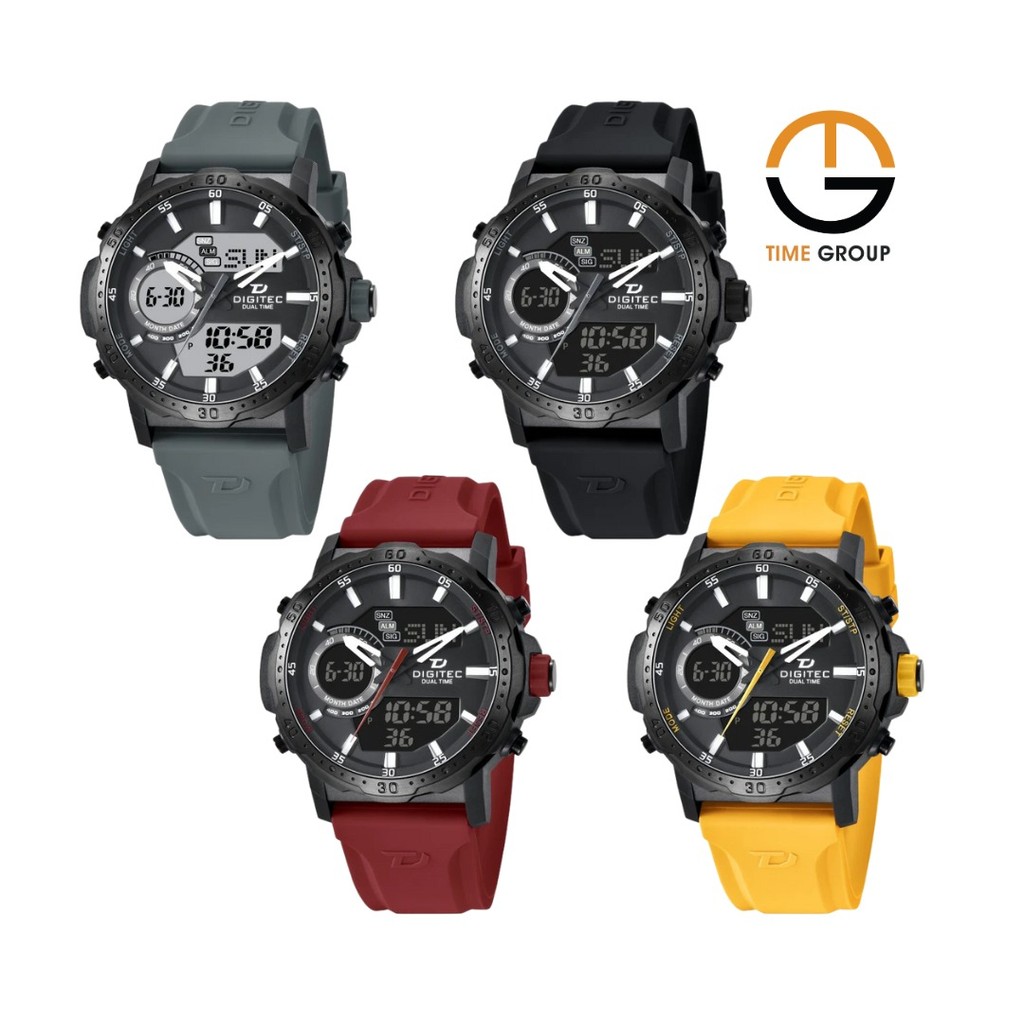 JAM TANGAN PRIA DIGITEC DGS 2187T DGS-2187 DIGITAL ANALOG RUBBER STRAP ORIGINAL