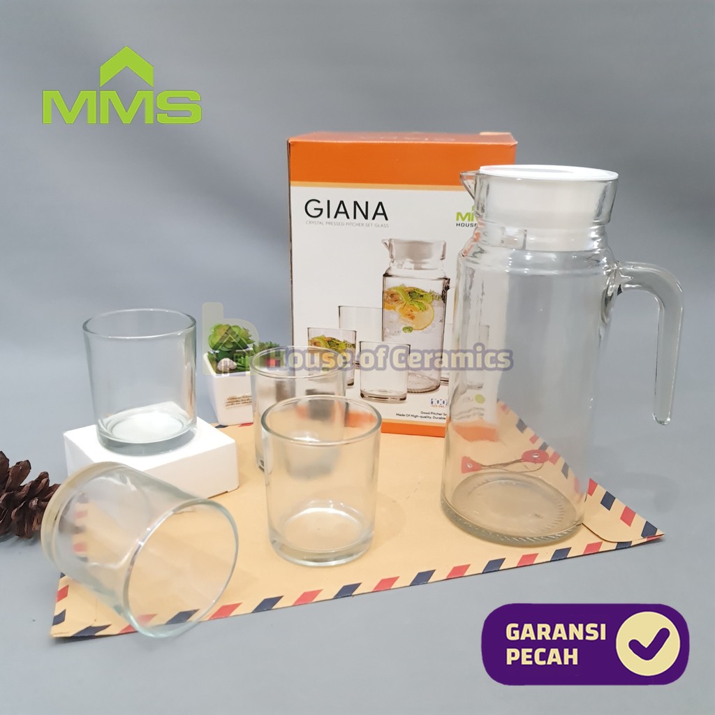 MMS 1 SET Drink Teko Cangkir Set GIANA  Pitcher Set Beling Jug Drink Set 4 Gelas  + 1 Teko MURAH SOU