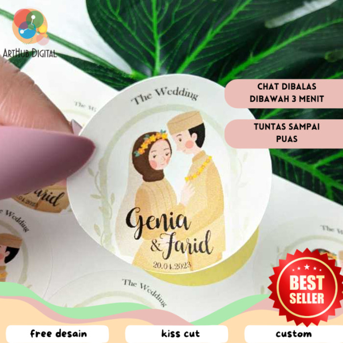 

AHD 5-8 Sticker Wedding Souvenir Stiker Custom Ucapan Nikah Label Undangan Free Desain