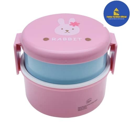 BEST QUALITY Set Lunch Box Kotak Makan Anak Plastik Dengan Tas - Pink