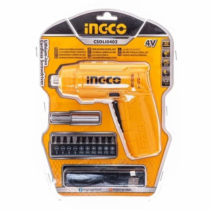 INGCO Mesin Obeng Cordless 4V/Obeng Baterai /Screwdriver CSDLI0402