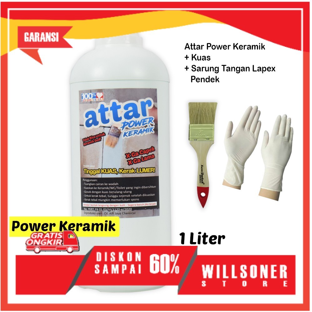 Paket ATTAR Power KERAMIK WC / Toilet 1 Liter + Sarung Tangan Pendek