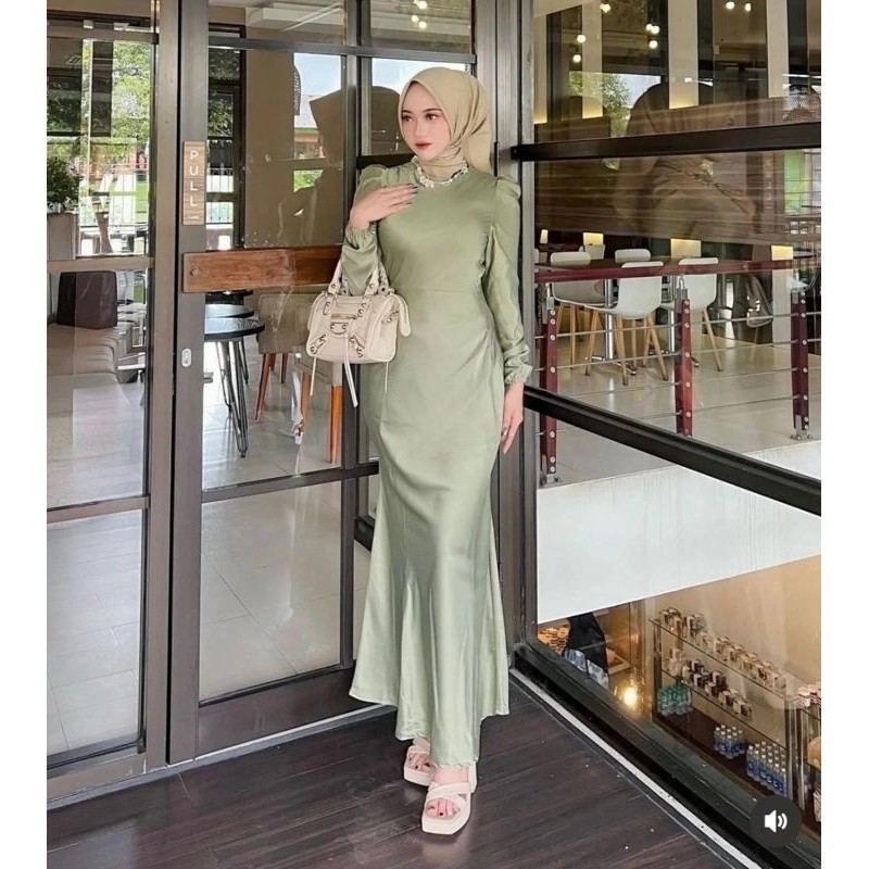 ELORA DRESS SATTIN SILK PREMIUM, Dres kondangan remaja/wisuda.