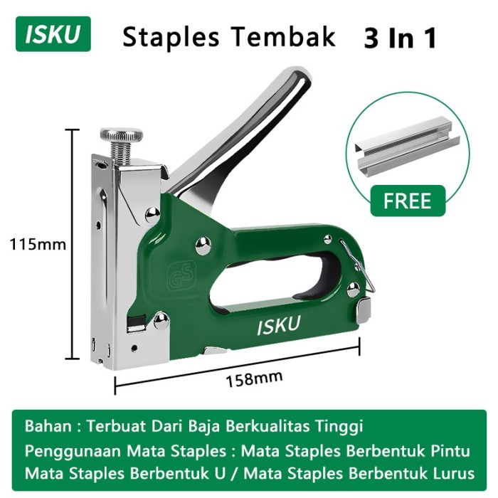 

ISKU staples tembak/stapler gun 3 in 1 tacker bisa 3 jenis staples - 1pcs