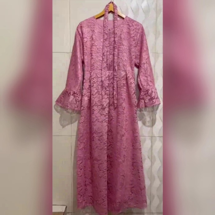 NEW Gamis Yunita Dress Hijau Botol Pesta Brukat Gliter S M L XL XXL 3L - XL-XXL
