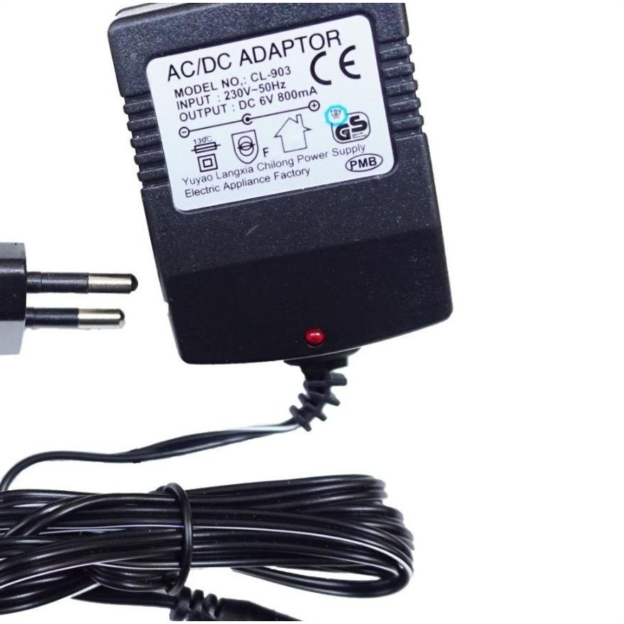 TERLARIS CHARGER NO CL 903 ADAPTOR AC/DC 6V 800A 1mA 1 Amper MOBILAN AKI ANAK PLIKO PMB RASTAR MOBIL