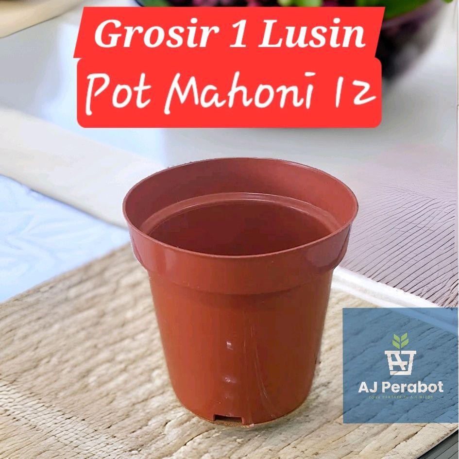 GROSIR 1 LUSIN Pot Polos 12 / Pot Mahoni 12 / Pot Srondol / Pot Tanaman / Pot Bunga / Pot Bunga Plas