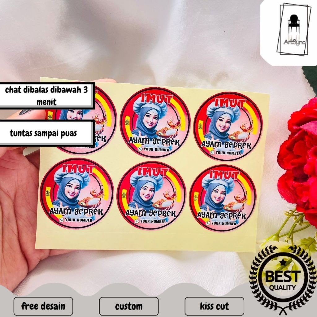 Syncart  Sticker Catering Ayam Geprek Stiker Free Desain Custom Nama Label Box Kardus Packaging