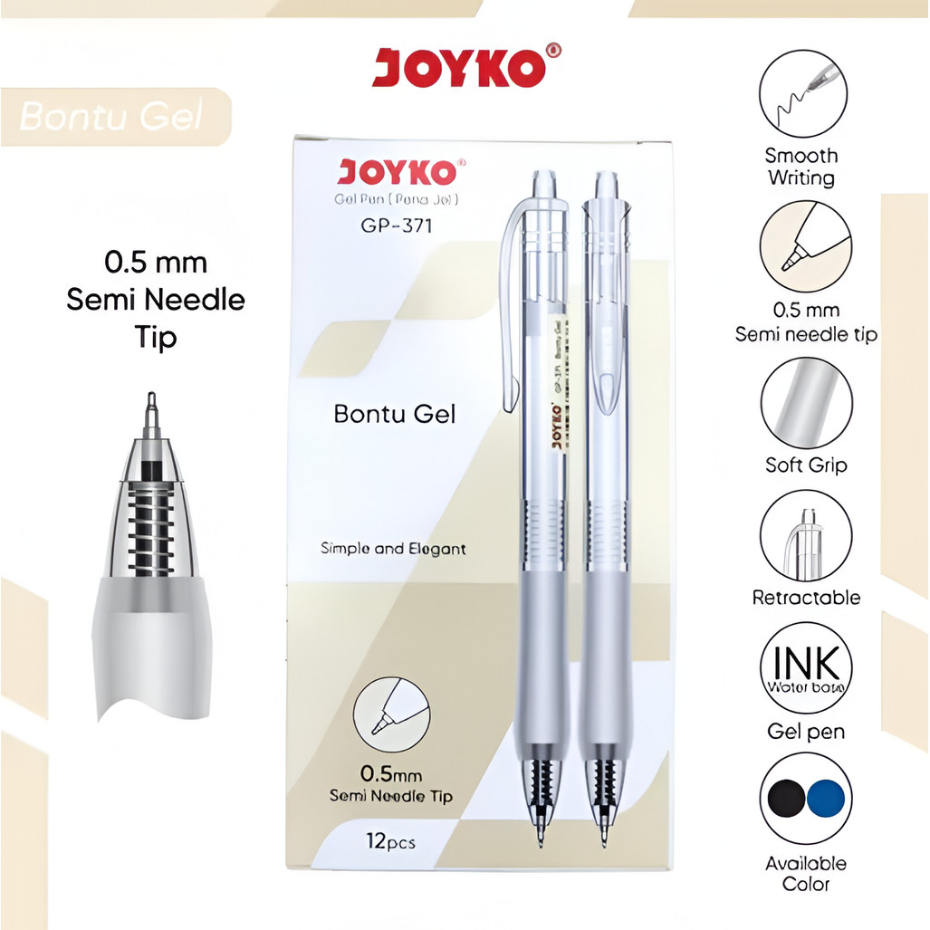 

Gel Pen Pulpen Pena Joyko GP-371 Bontu Gel 0.5 mm (1 PACK / 12 PCS) - Bolpen Pulpen Gel Hitam 0.5 mm