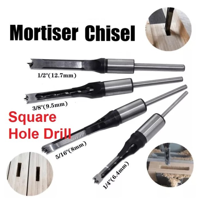4pcs Mata Bor Bobok Kayu Pahat Mesin Square Drill Bit Mortise Tenon