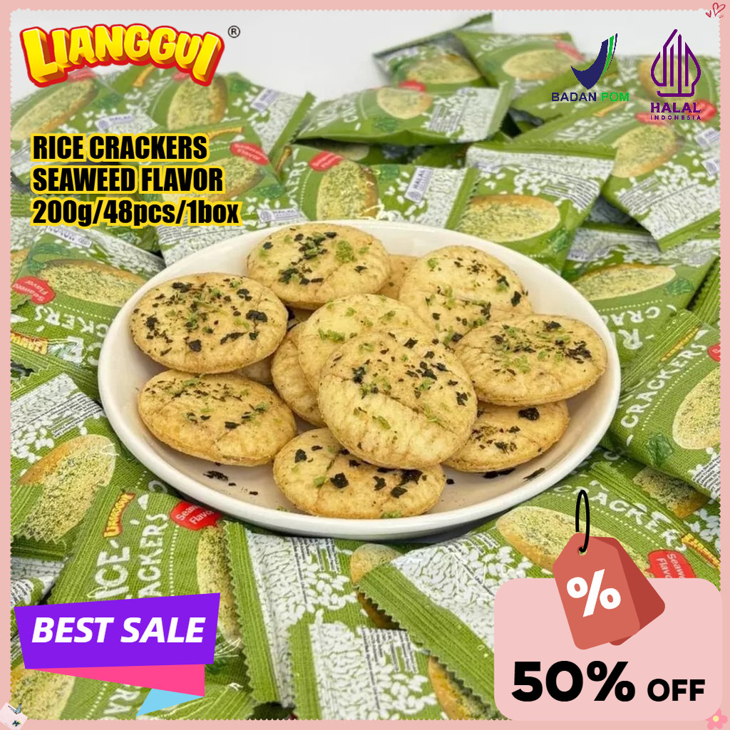 

[Jaminan kualitas]Lianggui HAHAL 200g/48pcs Nori Crackers Cemilan Sehat Renyah Snack Diet & Kantor Harga Hemat Biscuits