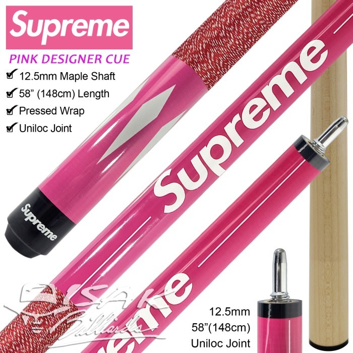 Supreme Pink Pool Cue Stick - Maple Stik Billiard Merah Import Valentine Gift Hadiah