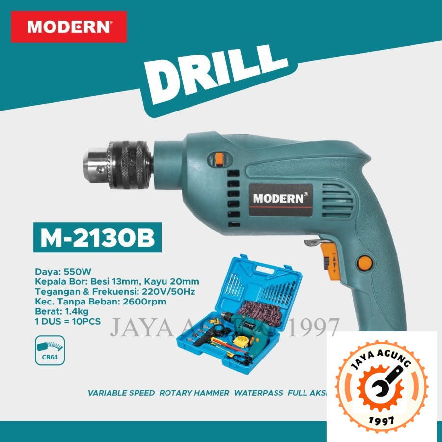 MODERN Mesin Bor Set 13mm M-2130 / Bor Listrik 13mm Bolak Balik